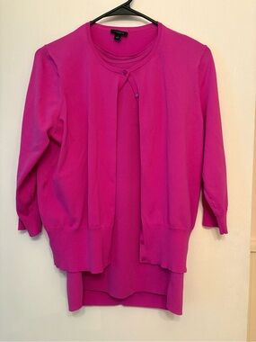 Women’s Ann Taylor Magenta Cardigan Set - Size Large